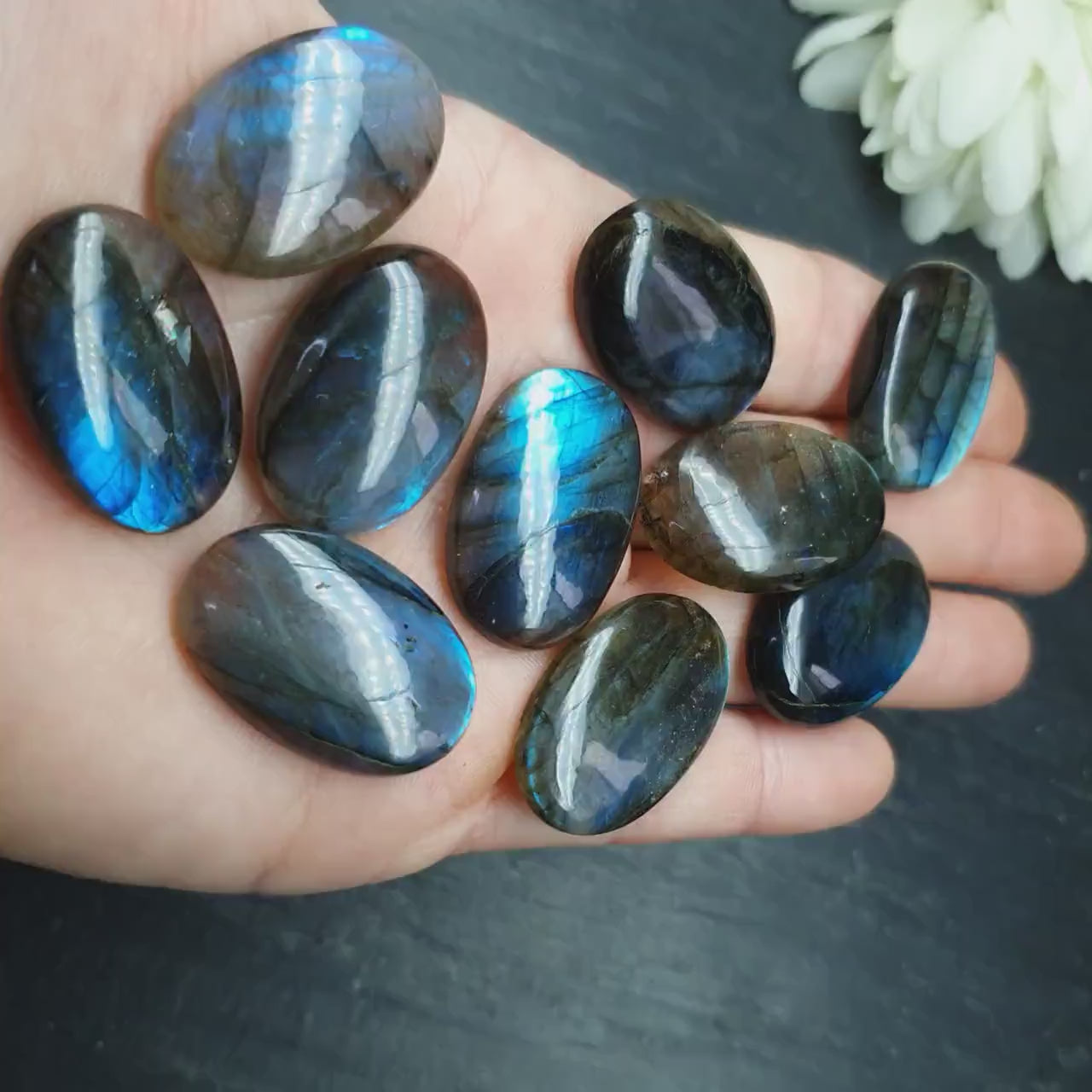 Blue labradorite cabochon - oval - 30 mm