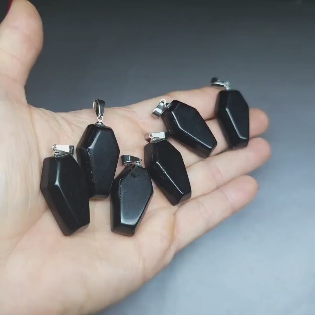 Obsidian cabochon - coffin shape - 35 mm