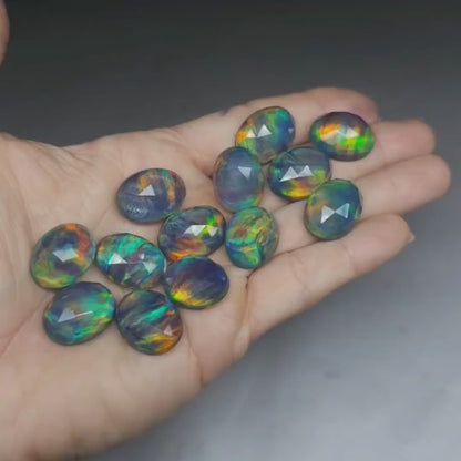 aurora opal doublet cabochon - oval - 20 mm