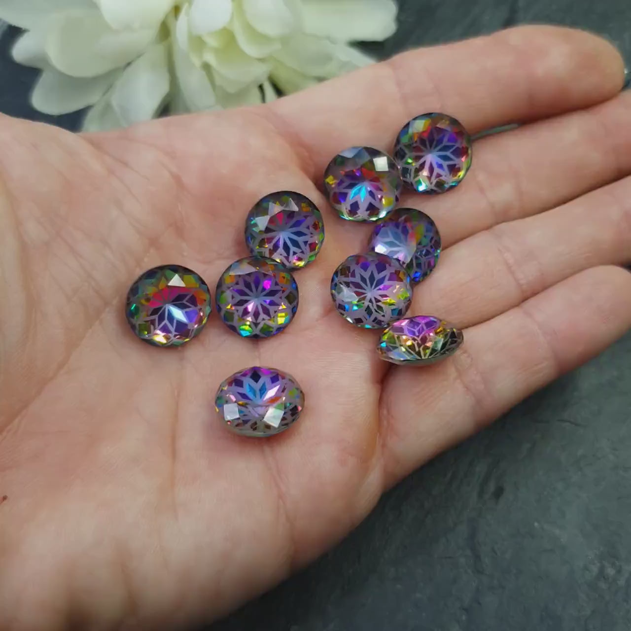 Glass crystal - round - 14 mm - Aurora