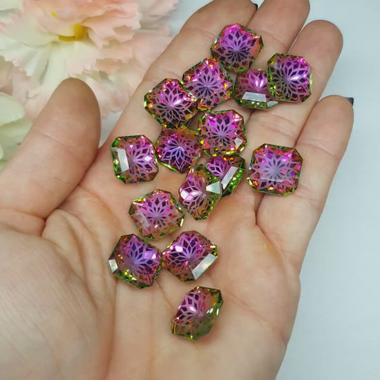 Glass crystal - square - 14 mm - Rivoli - square - 14 mm - Rose garden