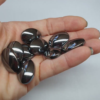 Silver hematite cabochon - oval - 25 mm