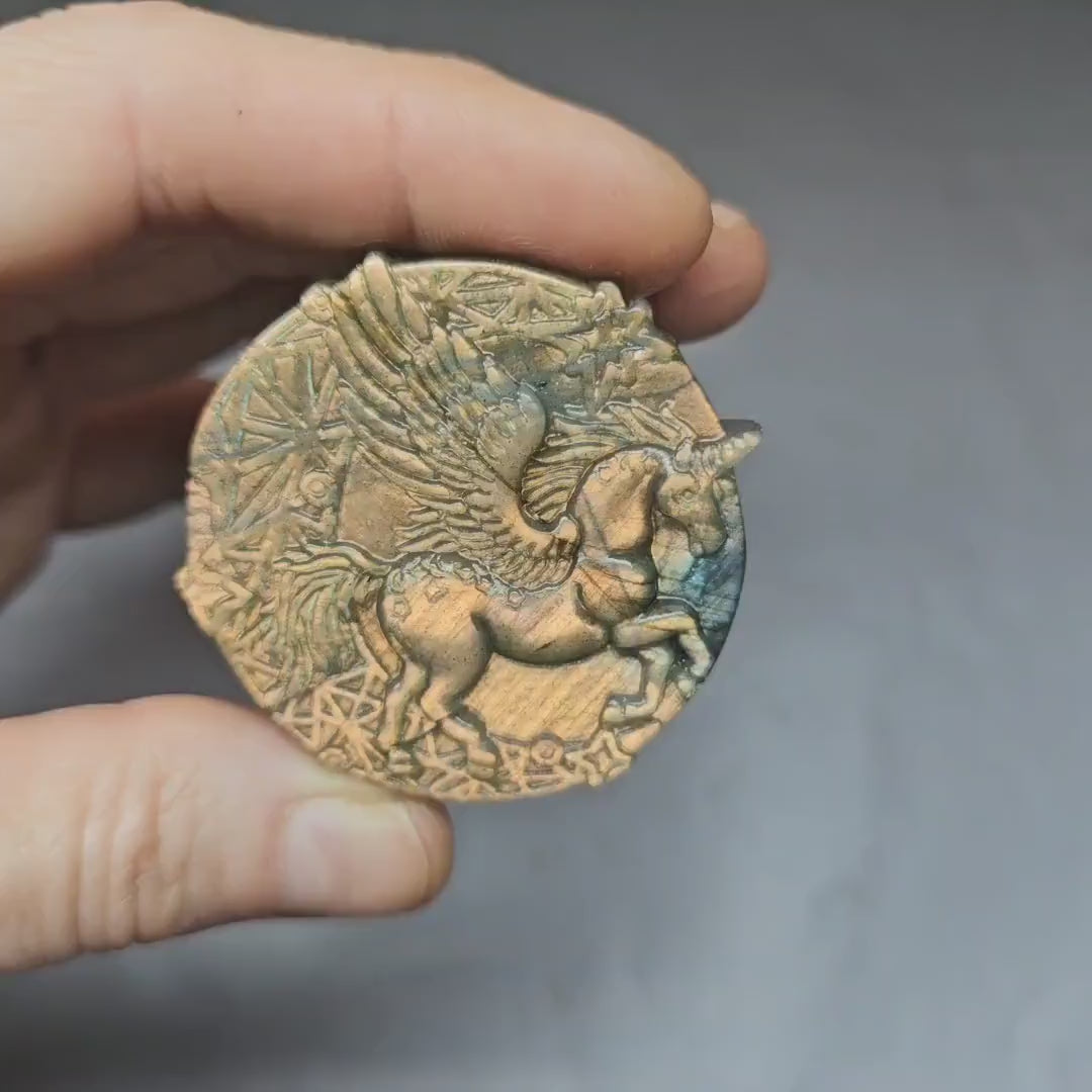 Carved labradorite unicorn - stone 6