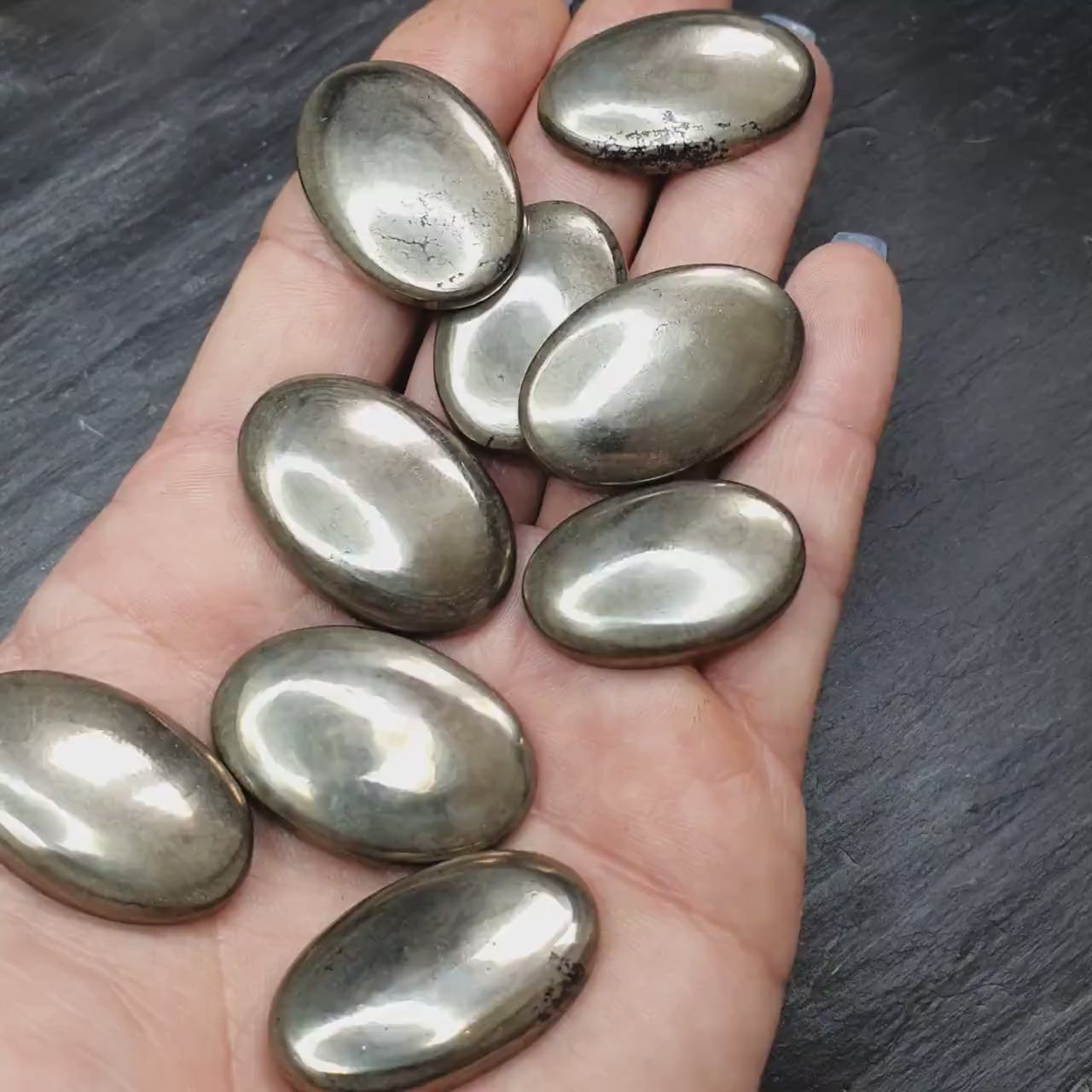 Pyrite cabochon - oval - 28 mm to 32 mm