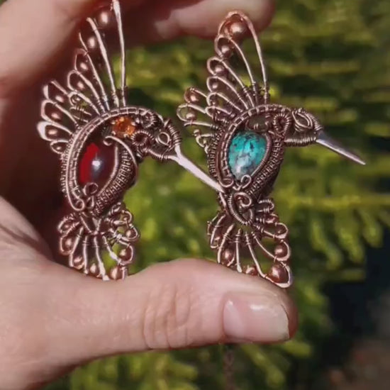 Kit + PDF Tutorial - hummingbird heady pendant - wire weaving pattern - necklace tutorial - wire pendant