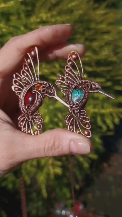 Kit + PDF Tutorial - hummingbird heady pendant - wire weaving pattern - necklace tutorial - wire pendant