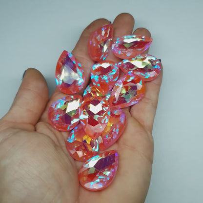 Glass crystal - pear - 20 x 30 mm - Salmon