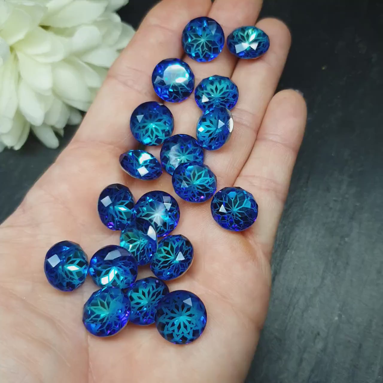 Glass crystal - round - 14 mm - indigo blue