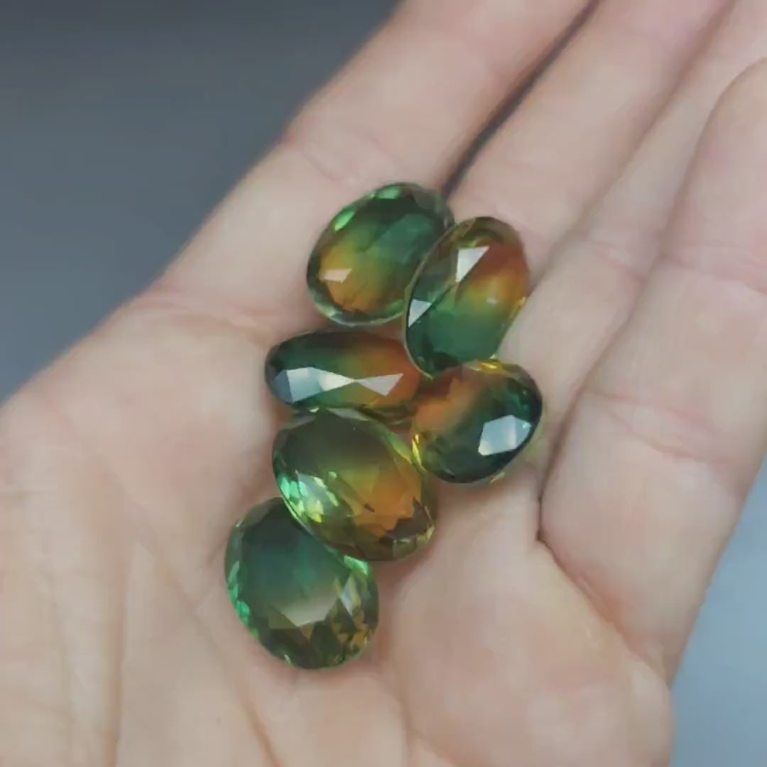 Glass crystal - Oval - 18 mm -green yellow ombre