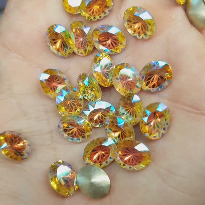 Glass crystal - oval - 10 x 8 mm - Sunflower yellow