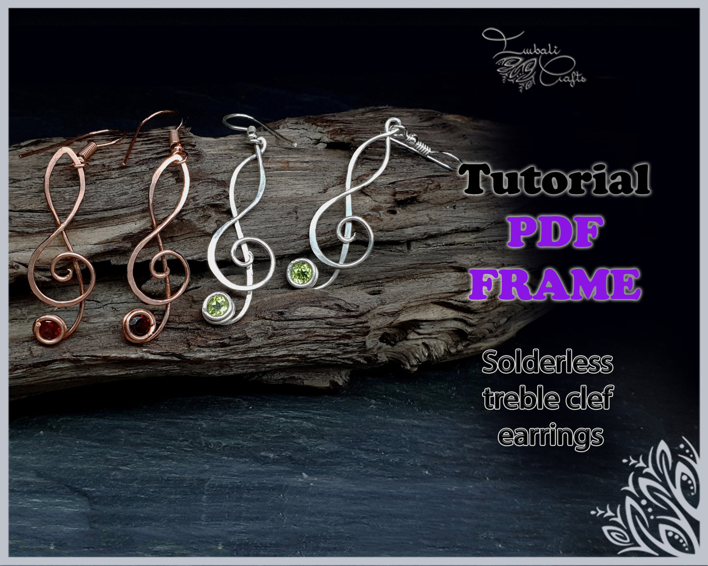 PDF Frame - Treble clef earrings