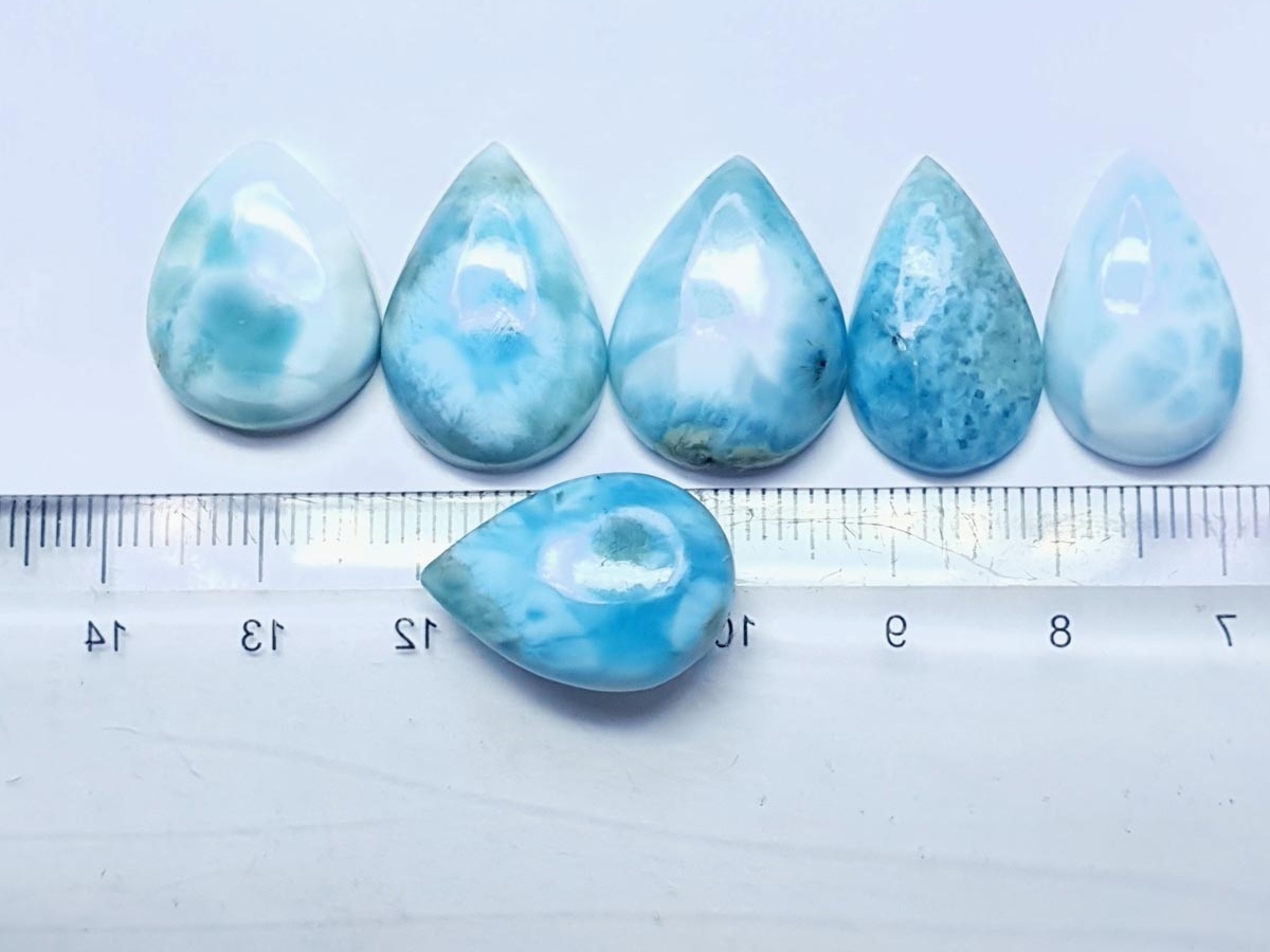 Larimar pear cabochon 16 mm to 20 mm