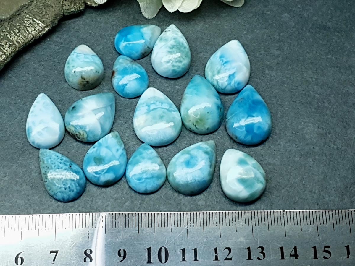 Larimar pear cabochon 16 mm to 20 mm