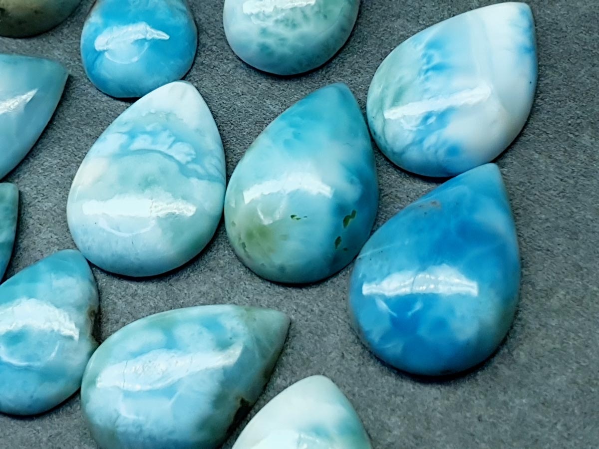 Larimar pear cabochon 16 mm to 20 mm