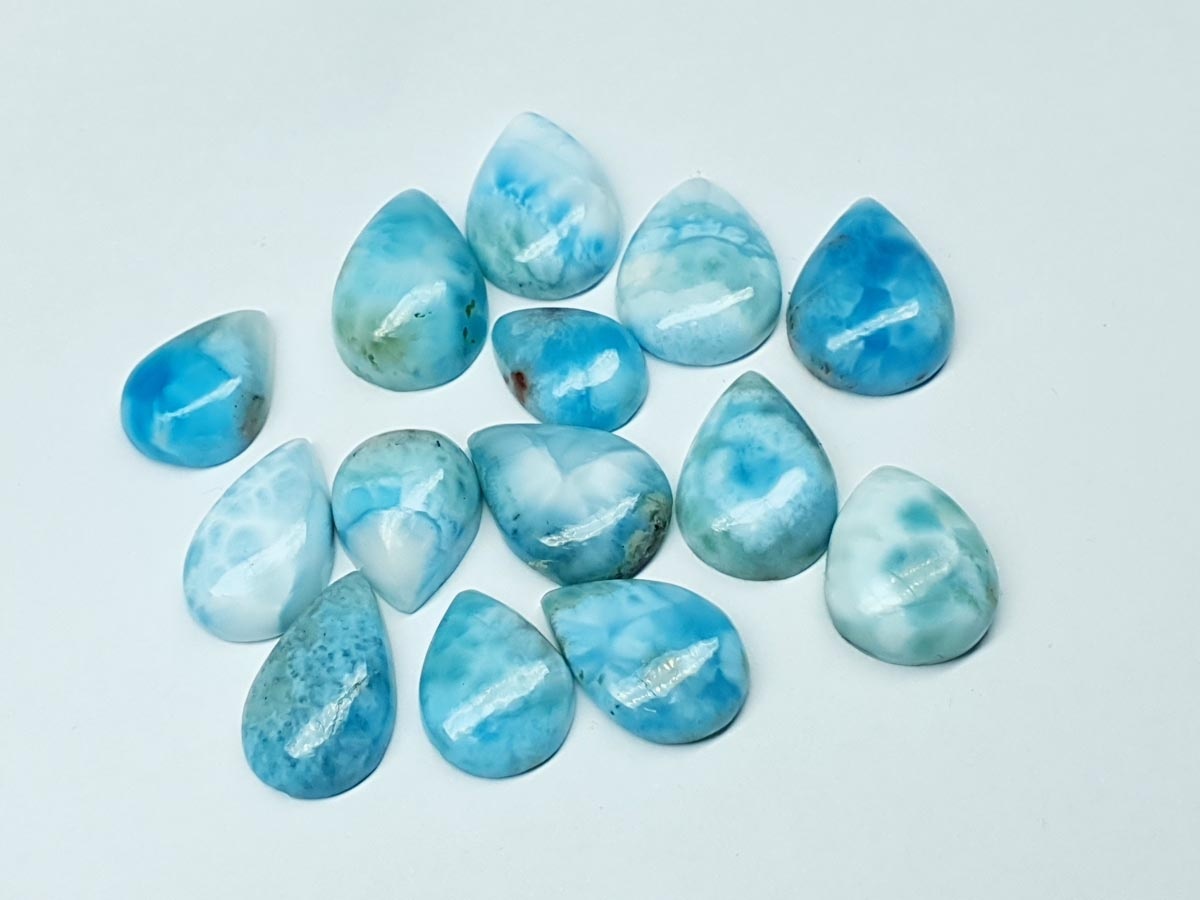 Larimar pear cabochon 16 mm to 20 mm