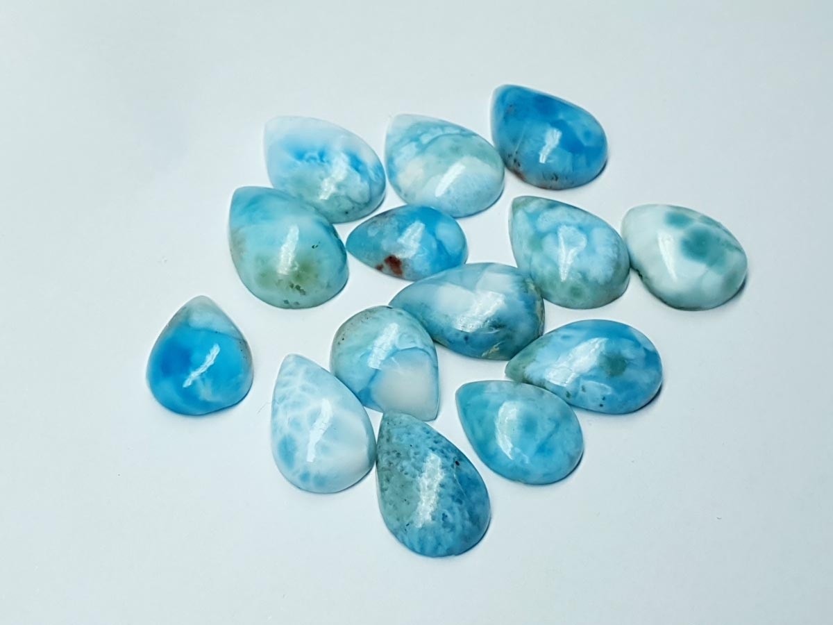 Larimar pear cabochon 16 mm to 20 mm