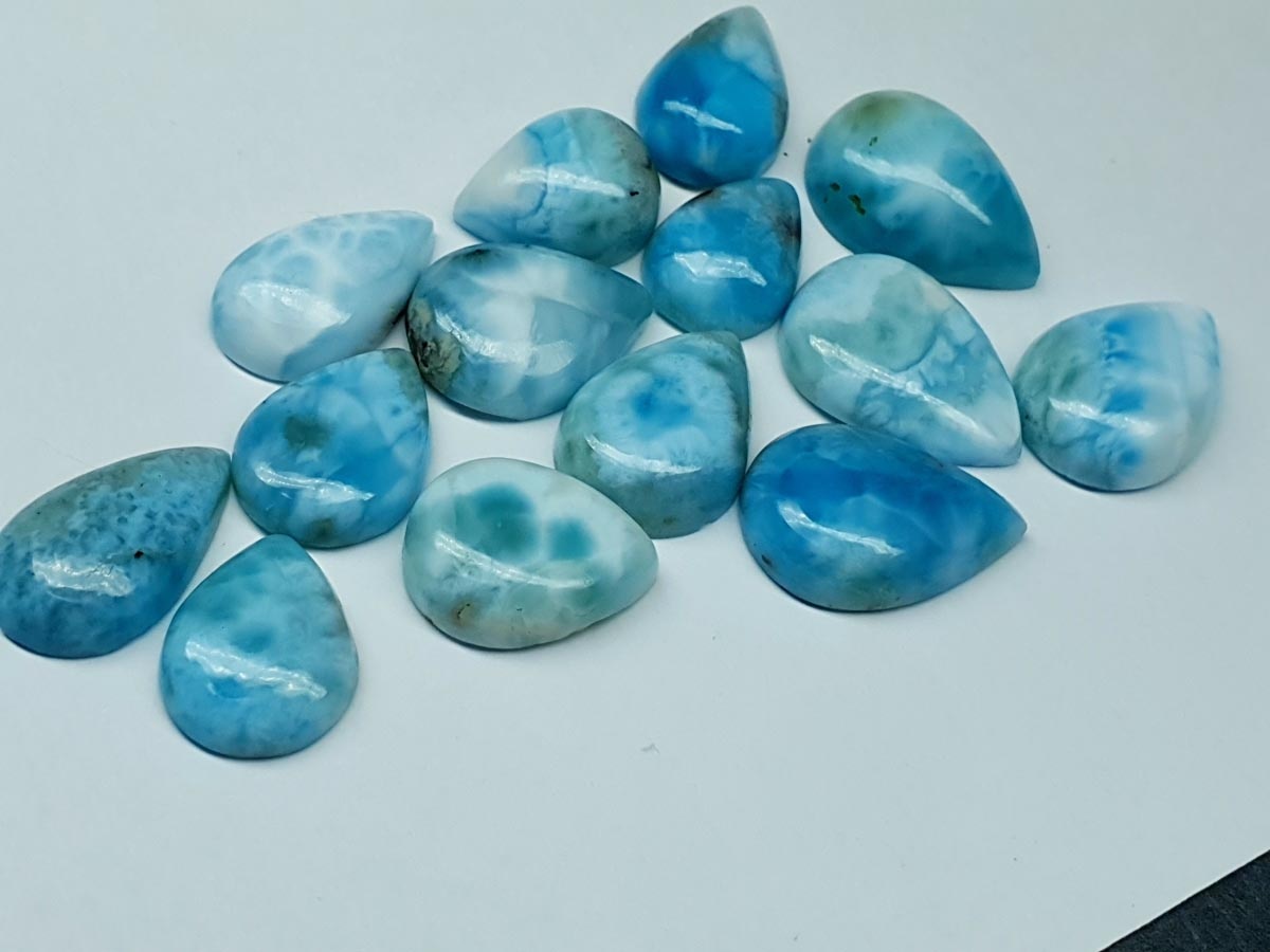 Larimar pear cabochon 16 mm to 20 mm