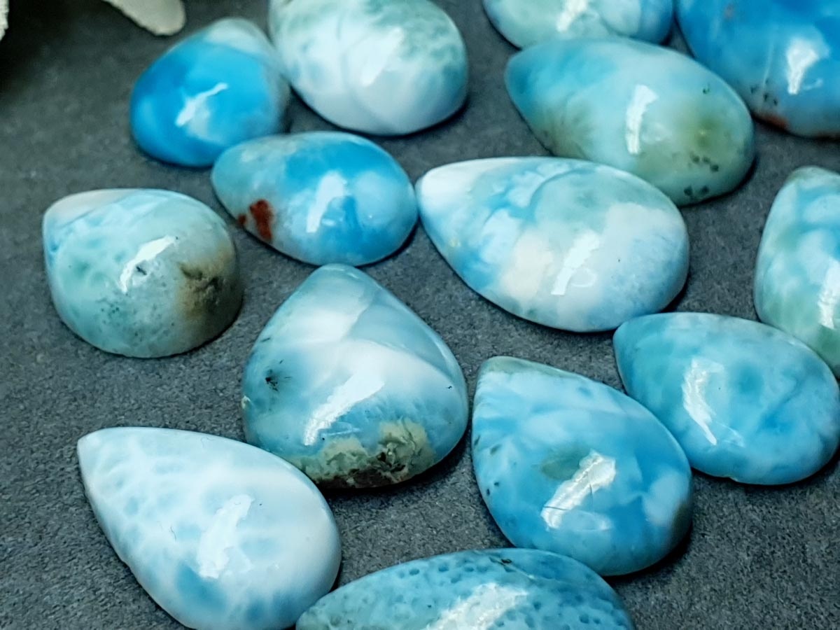 Larimar pear cabochon 16 mm to 20 mm