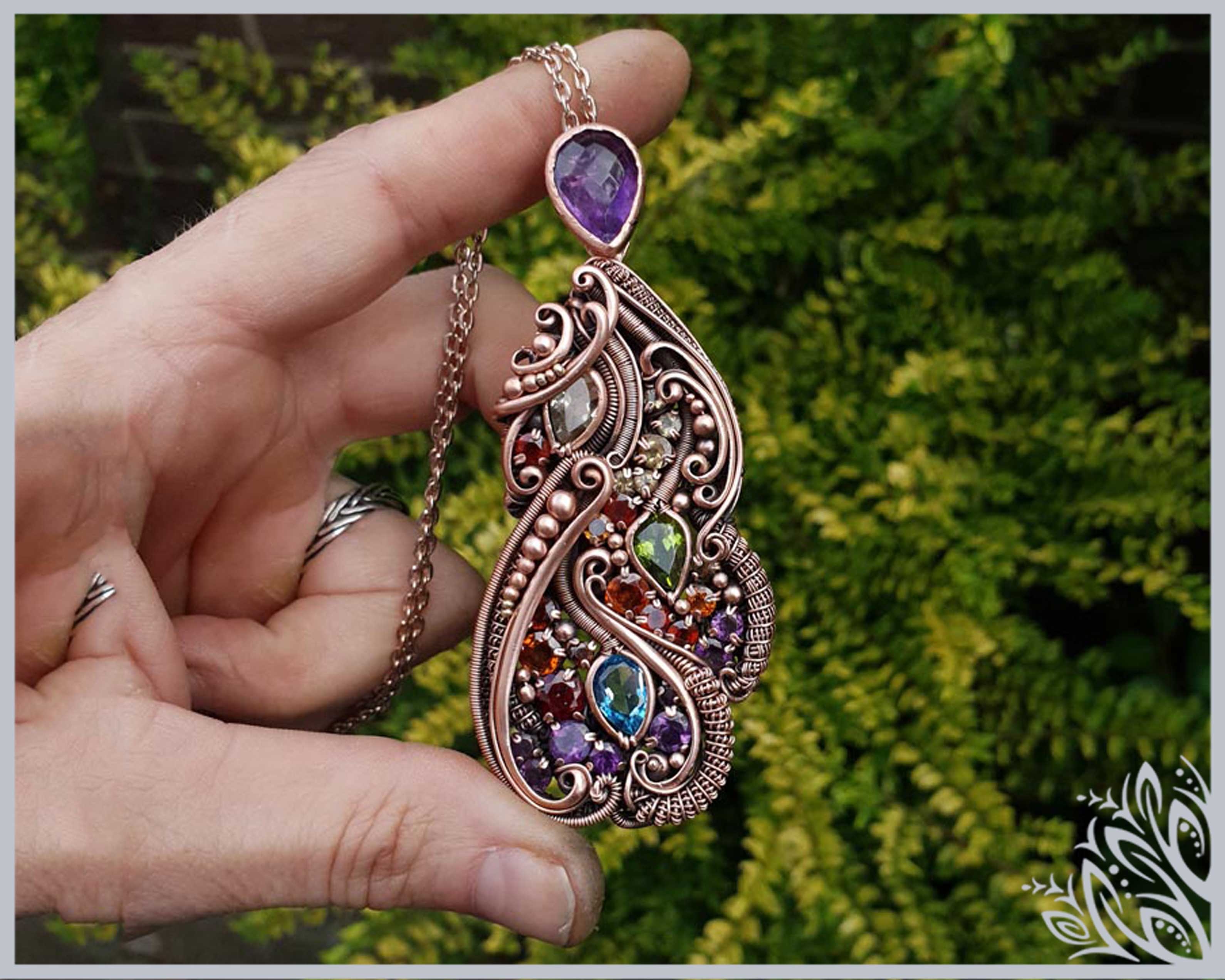 Rainbow heady pendant imbali crafts