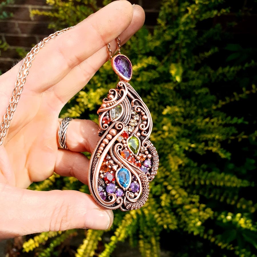 Rainbow heady pendant imbali crafts