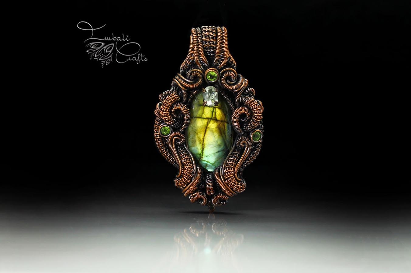 yellow labradorite heady wire wrap pendant imbali crafts